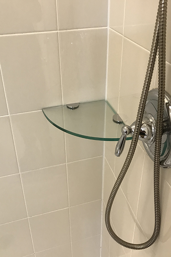 Custom Glass Shelves Shower Door Experts, How To Install Glass Shelves In Tile Shower
