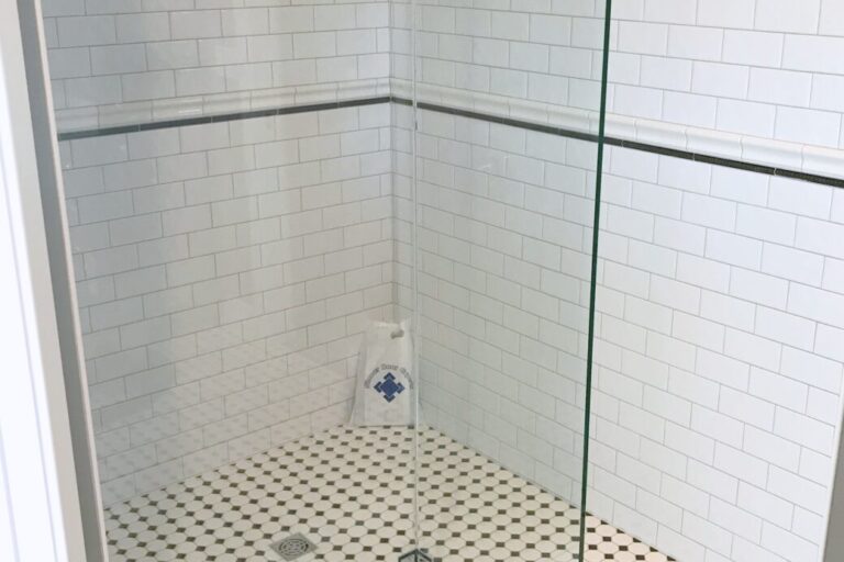 Walk-in shower door enclosure