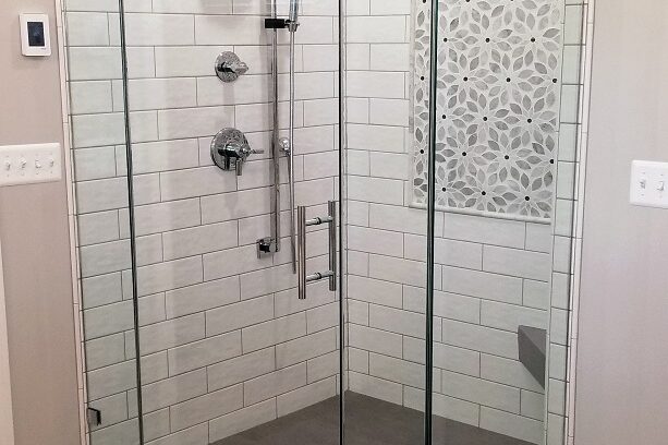 Shower with chrome hardware in Middletown Maryland