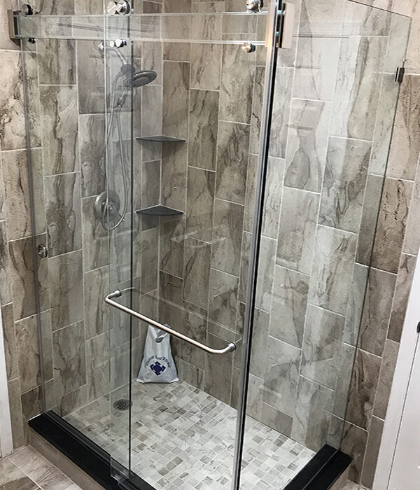 All-Glass Phantom Corner Shower Barn Door System All-Glass Phantom Corner Shower Barn Door System