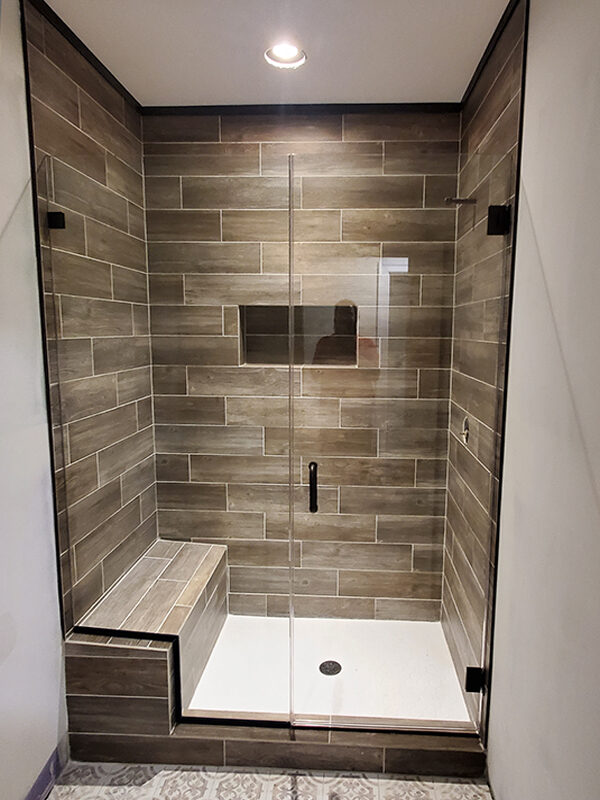 Frameless Shower Door & Notched Panel in Eldersburg, MD Frameless Shower Door & Notched Panel in Eldersburg, MD