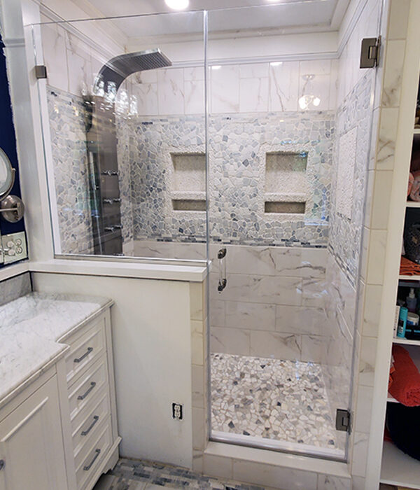Frameless Shower Door _ Panel with Knee Wall in Monrovia, MD Frameless Shower Door _ Panel with Knee Wall in Monrovia, MD