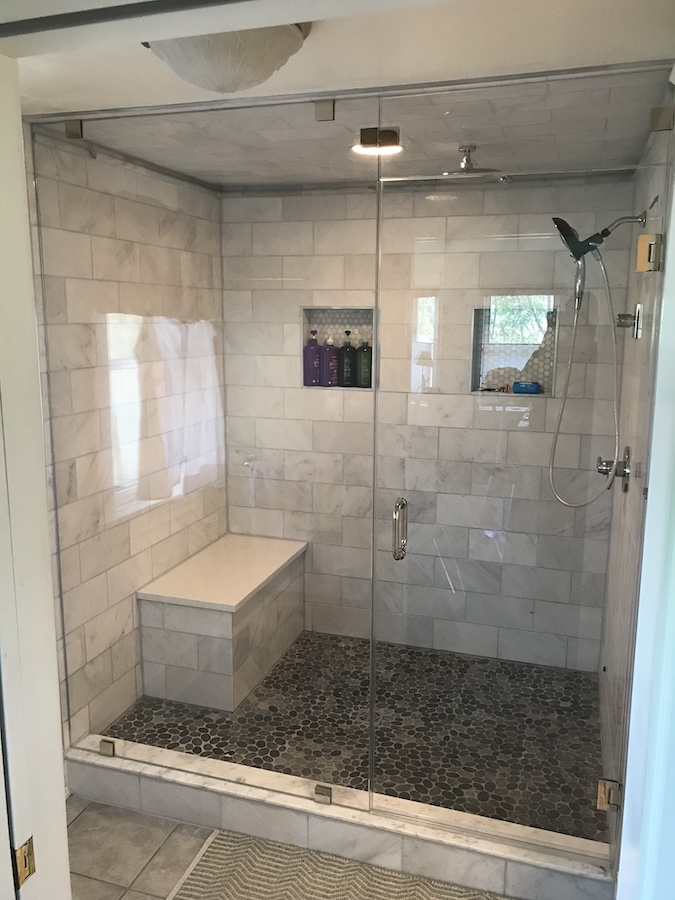 steam glass shower enclosure in frederick, md - full glass to ceiling