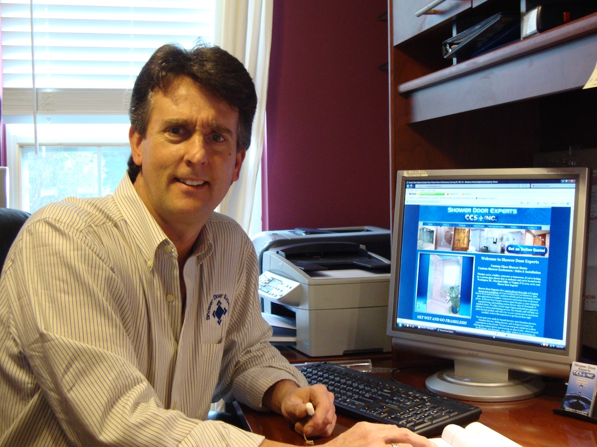 Tom Huck Shower Door Experts Circa 2004 Tom Huck, owner of Shower Door Experts, in 2004
